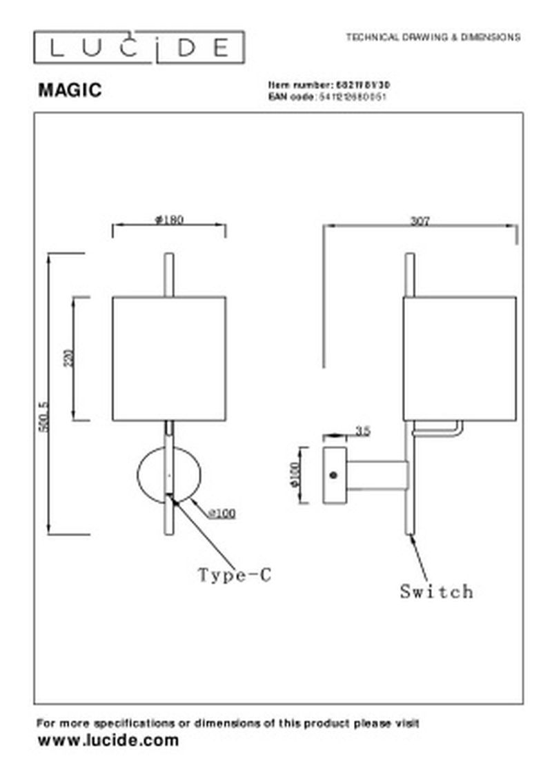 Lucide MAGIC - Nástenné svietidlo - 1xE27 - S USB nabíjacím bodom - Čierna
